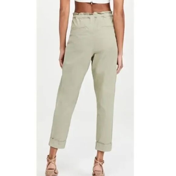 ALICE + OLIVIA Liliana Cuff Pleated Paperbag Pant, Sage Green, Size L/XL - Picture 2 of 12
